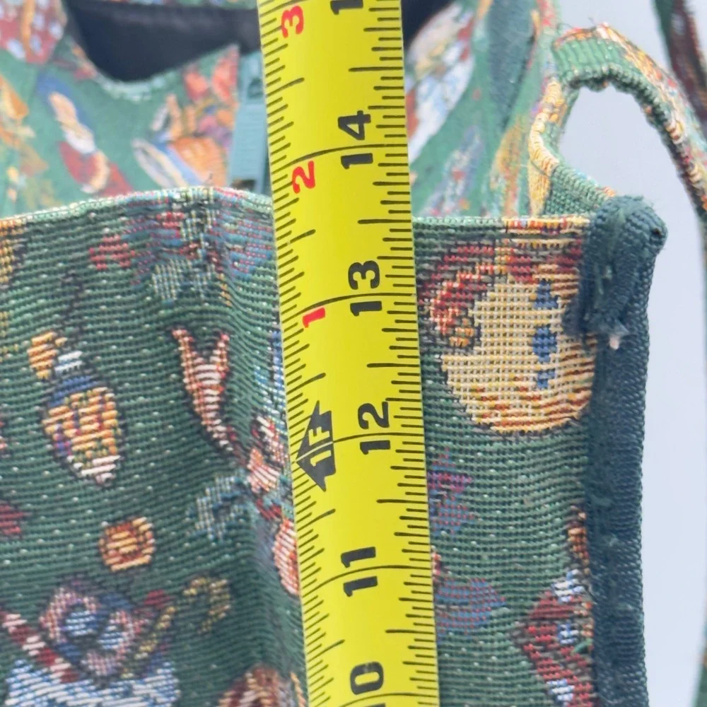 Pioneer Express Christmas Tote Bag Green Tapestry Snowman Nutcracker Vintage L